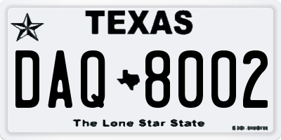 TX license plate DAQ8002