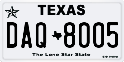 TX license plate DAQ8005