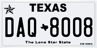 TX license plate DAQ8008