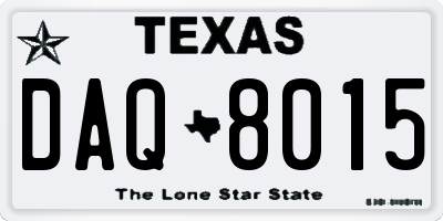 TX license plate DAQ8015