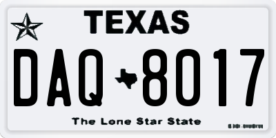 TX license plate DAQ8017