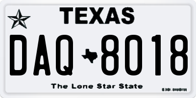 TX license plate DAQ8018