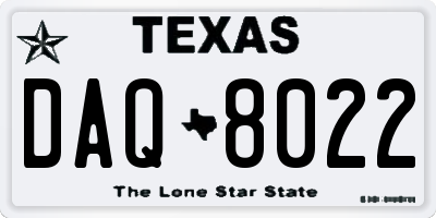TX license plate DAQ8022