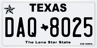 TX license plate DAQ8025