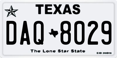TX license plate DAQ8029