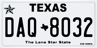 TX license plate DAQ8032