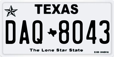 TX license plate DAQ8043