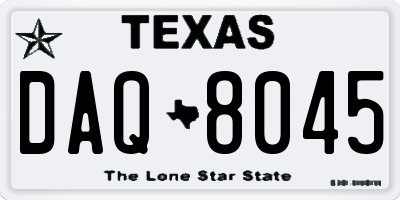 TX license plate DAQ8045