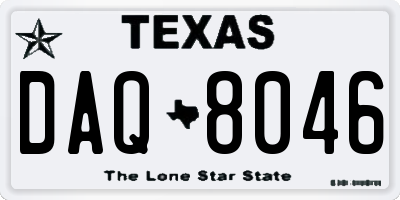 TX license plate DAQ8046