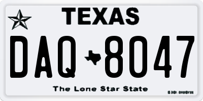 TX license plate DAQ8047