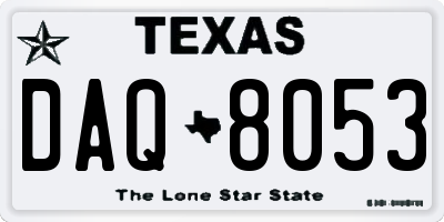 TX license plate DAQ8053