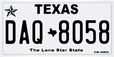 TX license plate DAQ8058