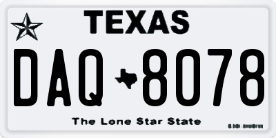 TX license plate DAQ8078