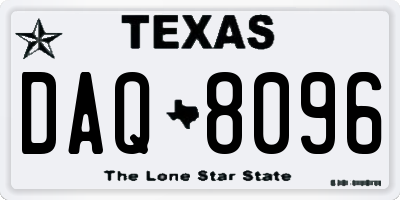 TX license plate DAQ8096