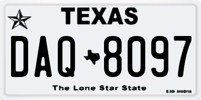 TX license plate DAQ8097