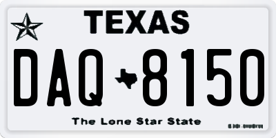 TX license plate DAQ8150