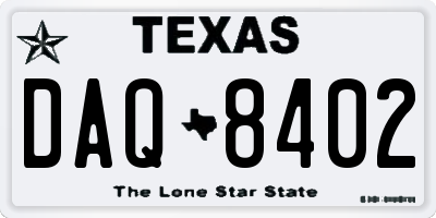 TX license plate DAQ8402