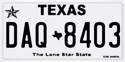 TX license plate DAQ8403