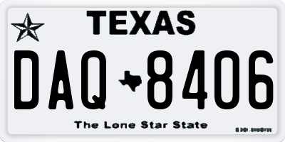 TX license plate DAQ8406