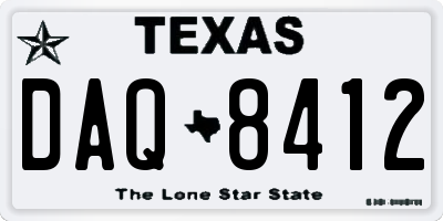 TX license plate DAQ8412
