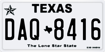 TX license plate DAQ8416