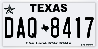 TX license plate DAQ8417