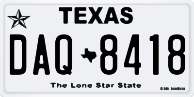 TX license plate DAQ8418