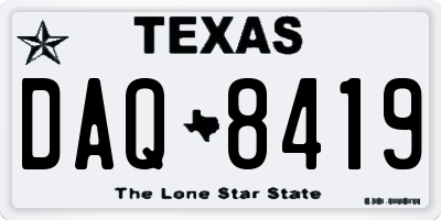 TX license plate DAQ8419