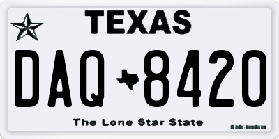 TX license plate DAQ8420