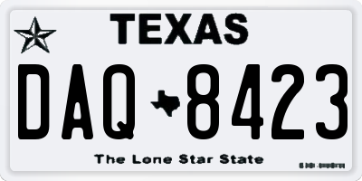 TX license plate DAQ8423