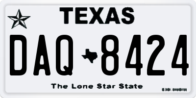TX license plate DAQ8424