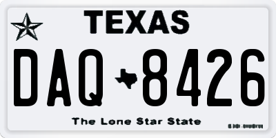 TX license plate DAQ8426