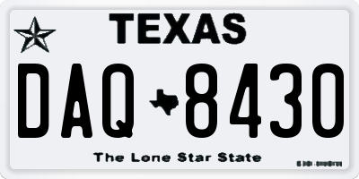 TX license plate DAQ8430