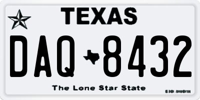 TX license plate DAQ8432