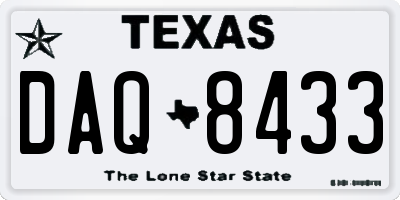 TX license plate DAQ8433