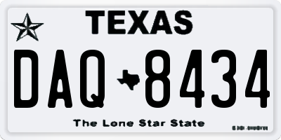 TX license plate DAQ8434