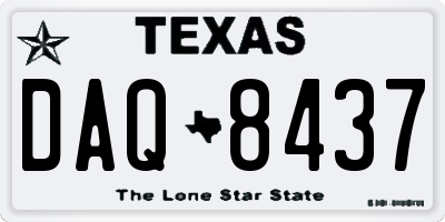 TX license plate DAQ8437