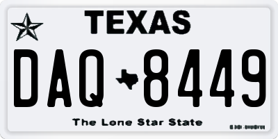TX license plate DAQ8449
