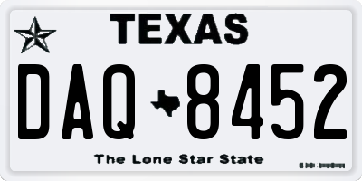 TX license plate DAQ8452