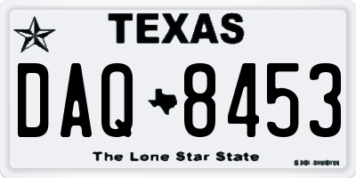 TX license plate DAQ8453