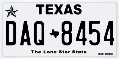 TX license plate DAQ8454