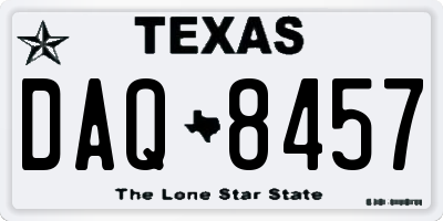 TX license plate DAQ8457