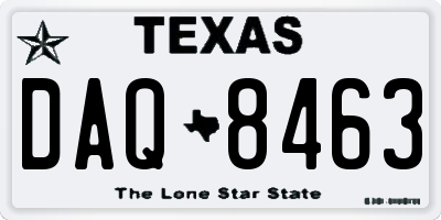TX license plate DAQ8463