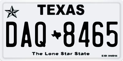 TX license plate DAQ8465