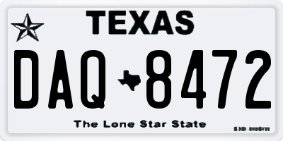 TX license plate DAQ8472