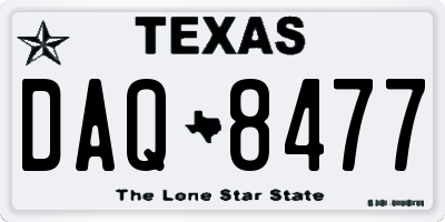 TX license plate DAQ8477