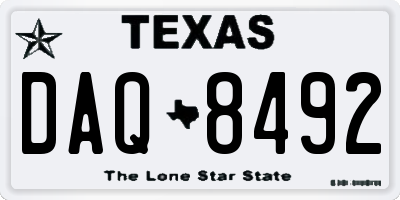 TX license plate DAQ8492
