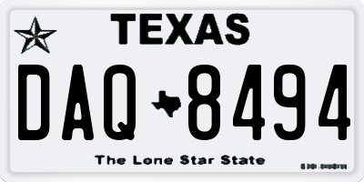TX license plate DAQ8494