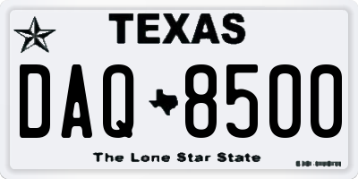TX license plate DAQ8500