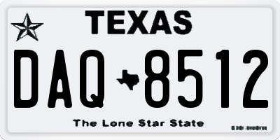 TX license plate DAQ8512